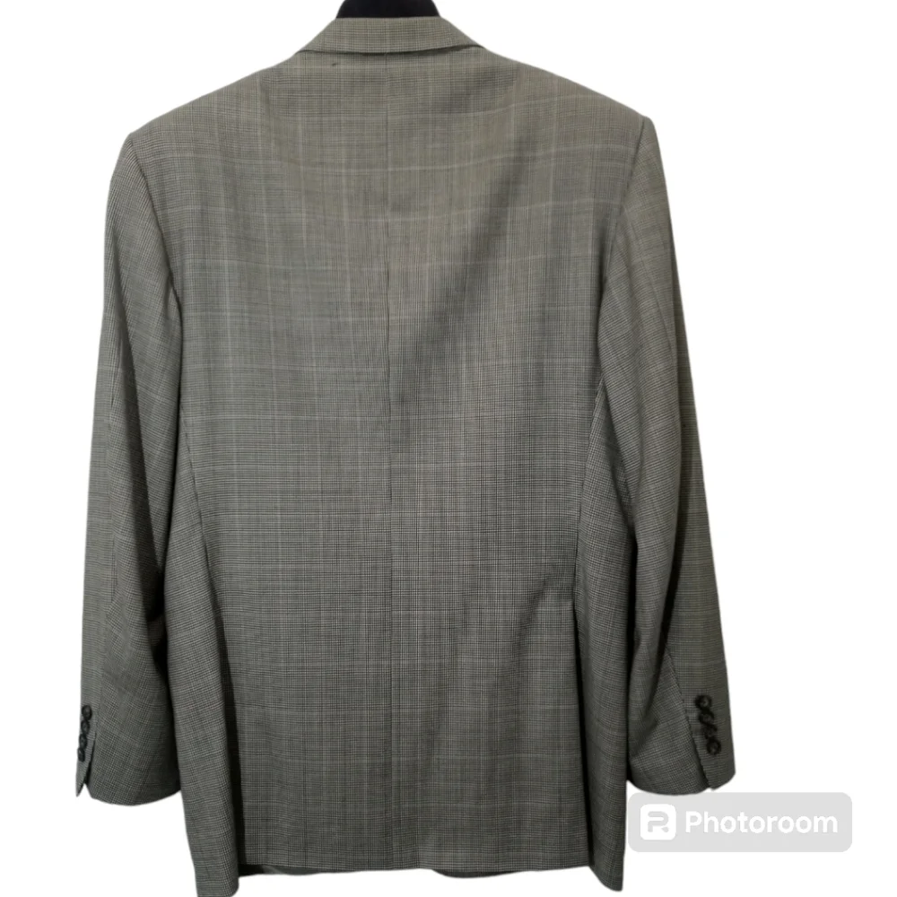 Corneliani Italian Wool Blazer Charcoal Micro Houndstooth Mens 44R Saks Fifth Av